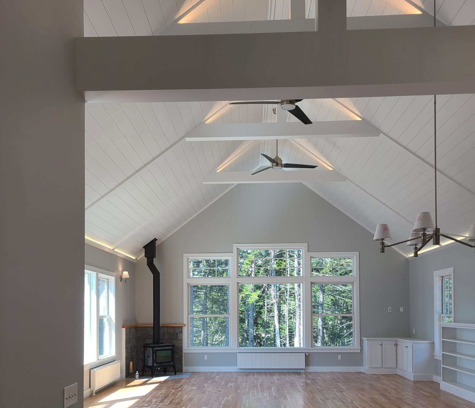 Vaulted great room in a new home built by L.E. Nichols & Son LLC — Harrington, ME